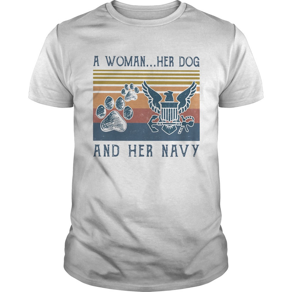 A Woman Her Dog Paw And Her Navy Retro Shirt - Picture 1 of 4